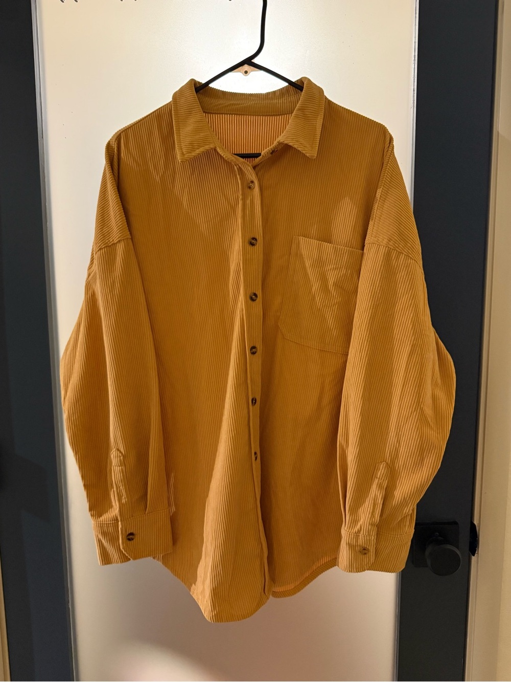 Amazon Women's Corduroy Button-Down Shirt - Mustard Yellow